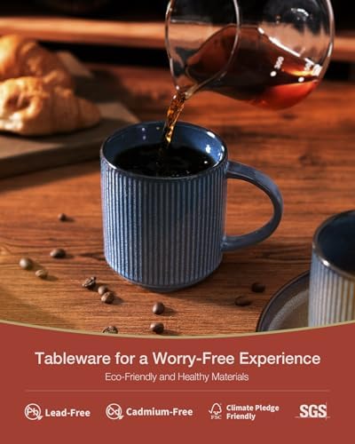 famiware Coffee Mug Set of 6, Star 12 oz Ceramic Mugs Cups Set with Handle - Image 2