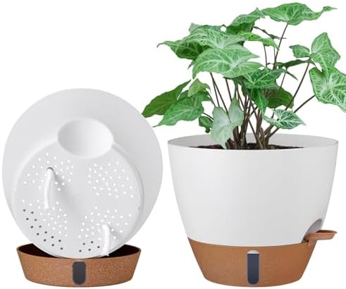 2 Pack 10 inch Self Watering Planters, PP Plastic Plant Pots for Indoor by Montresor