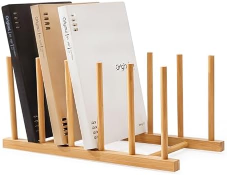 HBlife Desk File Organizer 1 Pack Bamboo 5 Section Vertical File Sorter by HBlife