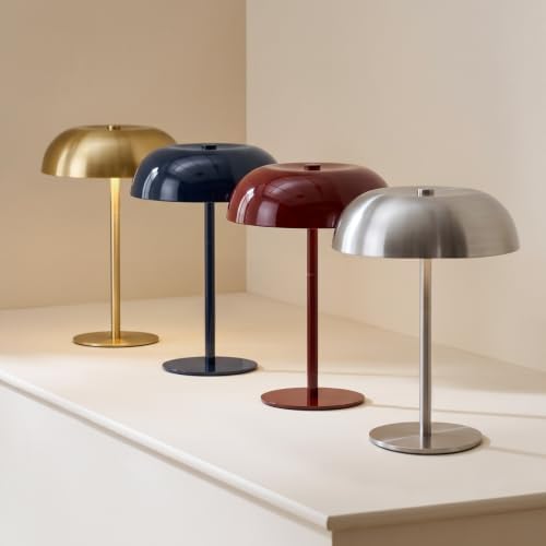 Portable LED Mushroom Table Lamp, Cordless Gold Table Lamp with 3 Color Stepless Dimming, Touch Control, Adjustable Height, Touch Lamp for Nightstand, Bedroom, Coffee Table, Bar, Restaurant (Silver) - Image 3