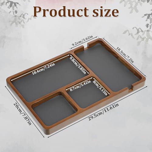 Valet Tray for Men, Black Sandalwood Catch All Tray, Wallet Trays Organizer for Nightstand, Desk, Elegant EDC Valet Trays for Keys, Watch, Phone, Jewelry - Image 6