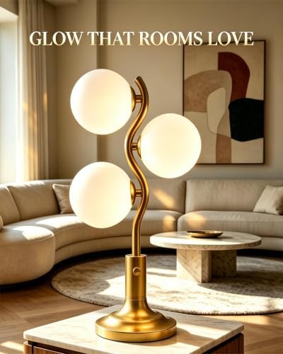 Lightdot Gold Globe Table Lamp Dimmable Modern Ball Lamp 3 Bulbs Included - Image 7