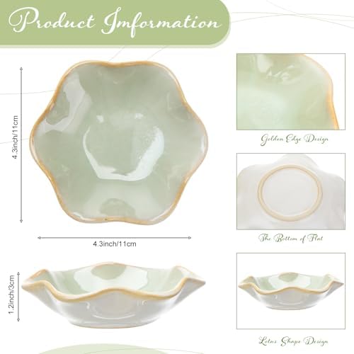Teenyyou 8 Pcs Ceramic Jewelry Dish Bulk Small Trinket Tray, Green - Image 2