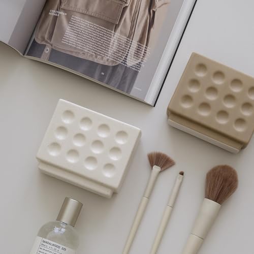 WENSHUO Ceramic Pen Holder,Pen Holder for Desk, Makeup Brush Holder, Crème - Image 5