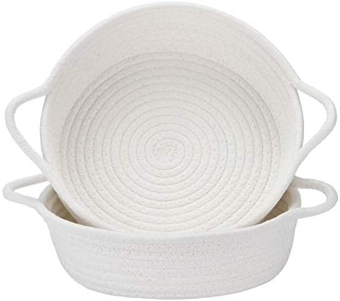 Sea Team 2-Pack Compact Woven Cotton Rope Storage Baskets, White by SeaTeam