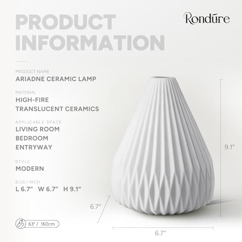 RONDURE Modern Ceramic Decorative Table Lamp Living Room Bedroom Bedside - Image 3