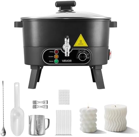 VEVOR Wax Melter for Candle Making, 6.3 Qts, Fast and Even Heating, with Easy Pour Spout and Temperature Control, Grooved Base for Non-Stick and Smooth Flow, Wax Melting Pot for Making Candles Soaps by VEVOR