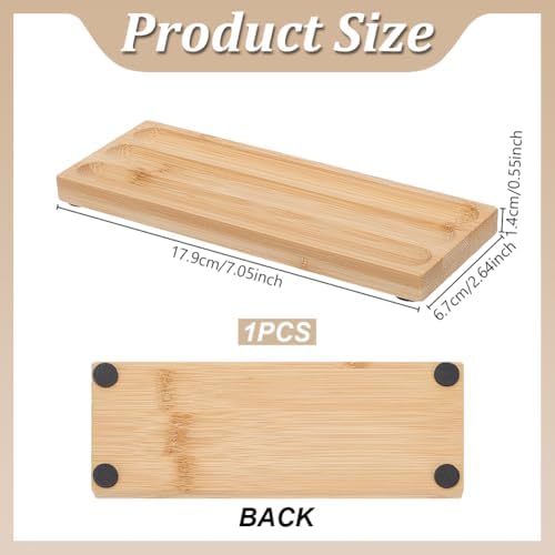 PLIGREAT 3 Grid Wood Pen Tray, Wooden Desk Pencil Organizer Holder Log Pen Stand for Office Stationery Desk Decor Retro Home Bedroom Decoration, 7.05x2.64x0.55Inch - Image 2