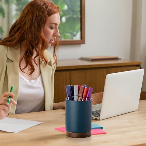 Ceramic Pen Holder for Desk, Pencil Cup, (Royal Blue, Set / 2) - Image 5