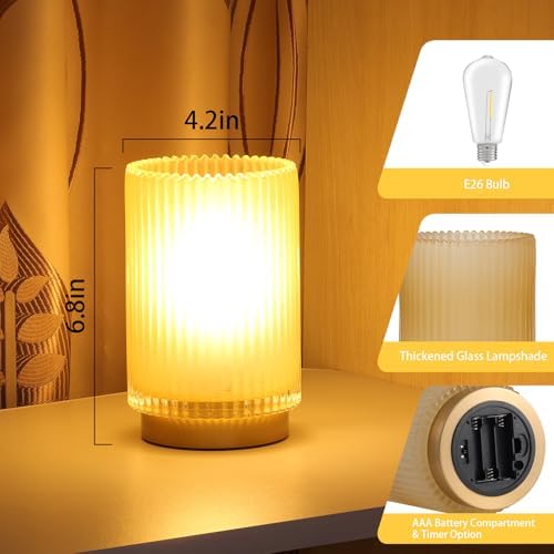Cordless Table Lamp with Timer, Bedside Lamps with LED Warm Light - Image 2