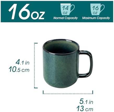 vancasso STARRY Coffee Mugs Set, 16 oz Ceramic Coffee Cups for Americano Hot Tea Iced Coffee Cold Brew Cocoa Milk Stoneware Mugs Set of 6, Dishwasher & Microwave Safe, Green - Image 2
