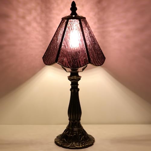 Tiffany Style Table Lamp Purple Rippled Stained Glass Lamp 14 Inch - Image 5