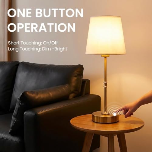 Gold Portable Cordless Table Lamp, Rechargeable Bedside Lamp, Tall - Image 4