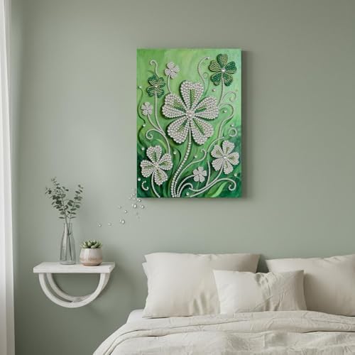 DIY Pearl Painting with Frame, Creative Design, Handmade Stress-Relieving Home Wall Decoration, Includes Frame and Tools-Four-Leaf Clover - Image 5