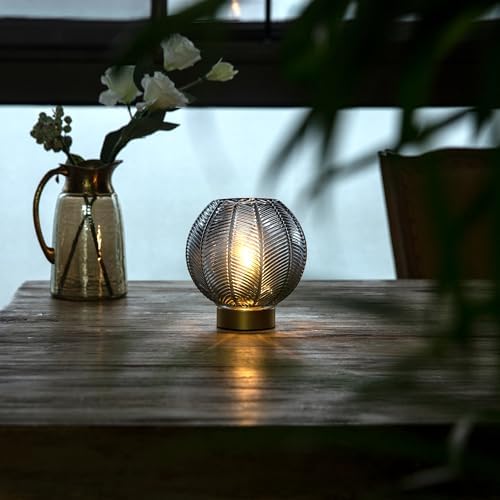LUSHARBOR Battery Operated Decorative Glass Table Lamp with Timer Grey - Image 2