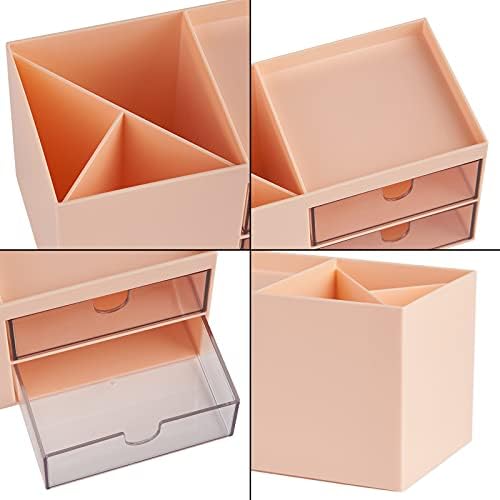 LETURE Office Desk Organizer with drawer, Office Supplies and Desk Accessories, Business Card/Pen/Pencil/Mobile Phone/Stationery Holder Storage Box (Pink) - Image 4
