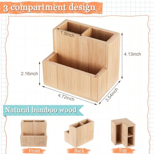 Maitys Bamboo Wood Pen Holder for Desk Wooden Pencil Organizer - Image 2