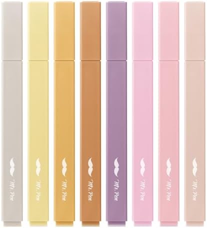 Mr. Pen- Aesthetic Highlighters No Bleed, 8 Pack, Assorted Colors | Chisel Tip, Cute Highlighters Assorted Colors for Journaling, Highlighting, Underlining, Fast Dry, Back to School Supplies by MrPen