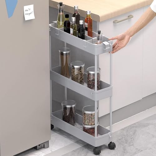 2 Pack 3 Tier Slim Storage Cart, Bathroom Rolling Utility Organizer - Image 4