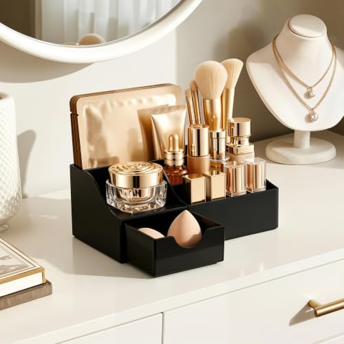 HBlife Acrylic Desk Organizer with Drawer, Pen & Pencil Holder, Multifunctional Desktop Caddy for Office Supply and Organization (Black) - Image 7