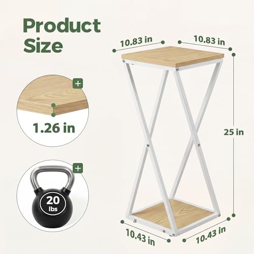 Bamworld Tall Plant Stand Indoor Corner Plant Shelf White - Image 2