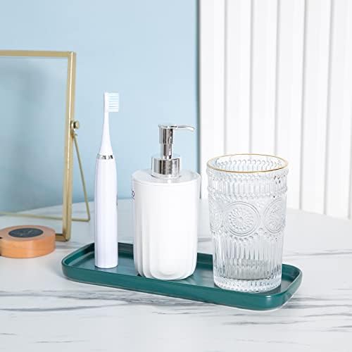 Ceramic Bathroom Tray,Kitchen Sink Organizer Tray,Cosmetics Holder (Blackish Green) - Image 2