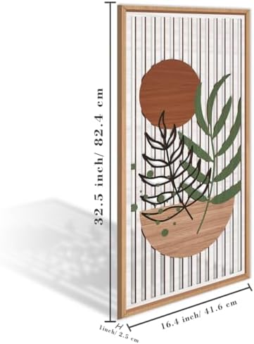 IARTTOP Large Boho Wood Wall Art Framed 16x32 Inch Mid Century Modern Wooden Wall Decor Abstract Bohemian Minimalist Art Decor for Bedroom Living Room Office Set of 3 - Image 6