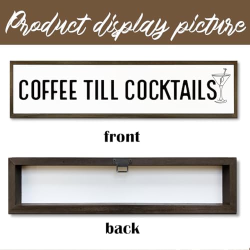 Coffee Decor Signs, Rustic Home Decors for Kitchen Bar, Cafe Decor, Housewarming Party Gift, Decorative Wooden Hanging Sign, Coffee Until Cocktails Sign, 17.8x4x1.2 inches - Image 3