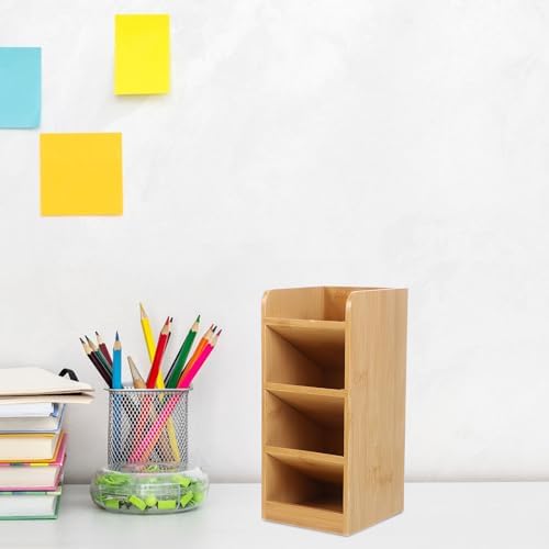 Brown Wooden Desk Organizer Pen Holder Minimalist for Desk - Image 4