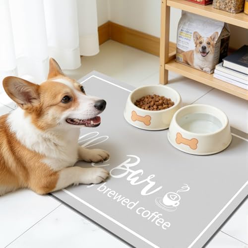 Findosom Dish Drying Mat, 17"x 32" Super Absorbent & Hide Stain Coffee Mat, Cuttable Drying Mat for Kitchen Counter, Coffee Bar Accessories, Under Dish Rack, Coffee Maker, Espresso Machine, LightGrey - Image 3