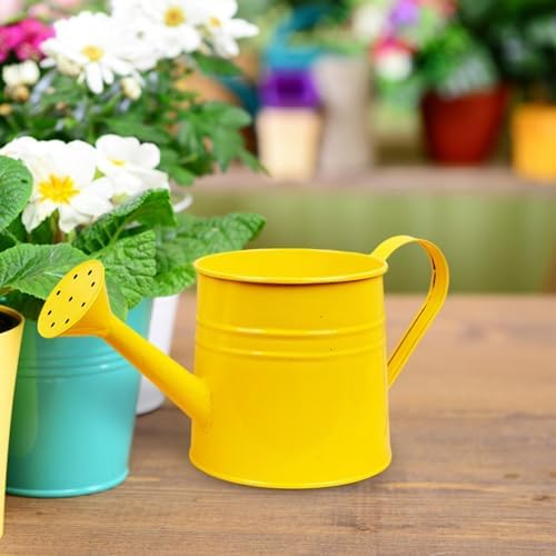 Small Watering Can, 1L Metal Flower Garden Watering Can, Gardening Tool Accessories for Outdoor Indoor Plants Lawn (Yellow) - Image 4
