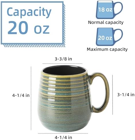 20 oz Large Coffee Mug for Women and Men, Large Ceramic Mug (Green, 1PCS) - Image 3