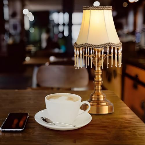 Small Spaces Bedroom Nightstand Dimmable Vintage Mini Table Lamps ，Entry Way Table Home Decor Tabletop LED Desk Light Set of 2-2 PcsTassel - Image 6