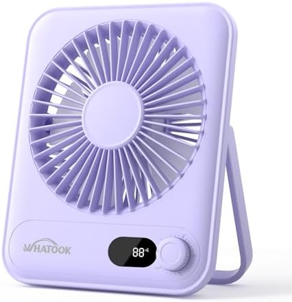 WHATOOK Small Desk Fan Personal Fans: 5000mah 25 Hours Battery Office Quiet Mini Desktop Fan Portable Rechargeable Travel Essentials (Purple, 5000 mAh) by FashionCaring-MakeitYours