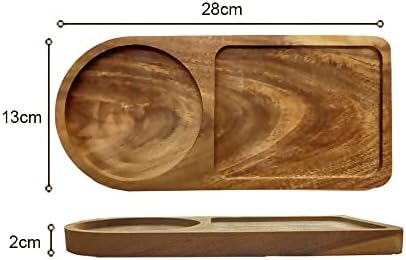 Small Wood Coffee Serving Tray, 2 Pack Wooden Serving Platter Drink Server for Coffee Table - Image 3