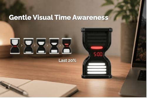 Pomodoro Timer for Productivity, Visual Countdown with Light Flow, Flip Timer 25/5 min, Custom Countdown Count-up, USB-C Rechargeable, Silent Study for Kids Students ADHD Gift Work Classroom Office - Image 4