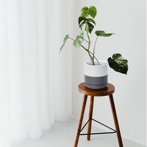 D'vine Dev 6.5 Inch Ceramic Planter Pot, White/Grey, 94-O-C-6 - Image 6