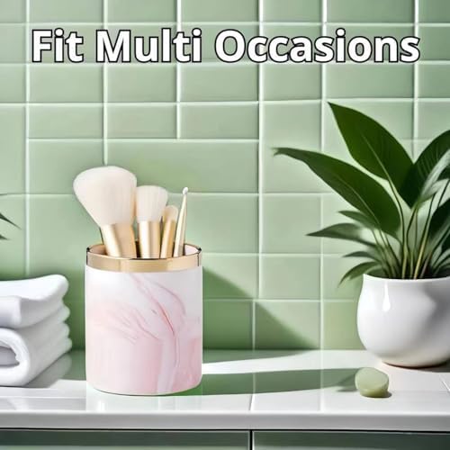 Ceramic Pen Holder for Desk Cute Office Supplies Cubicle Decor Kawaii Workspace Accessories Boho Makeup Organizer for Women Girls Pencil Cup Aesthetic Rotating Caddy for Home Office (Light Green B) - Image 5