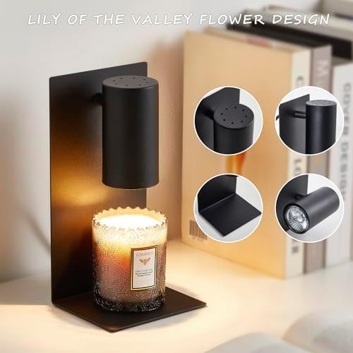 Black L-Shape Candle Warmer Lamp with Timer Dimmable, New Home Decor for Bedroom, Office, Modern Living Room, Christmas Birthday New Year Gift for Women Man - Image 4