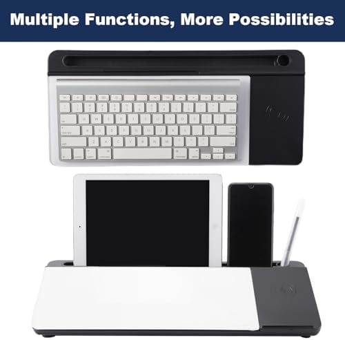 Small Glass Desktop Whiteboard Dry-Erase-Board - Computer Keyboard Stand with Wireless Charger White Board Surface Pad with Drawer, Desk Organizers with Accessories for Office, Home, School Supplies - Image 5