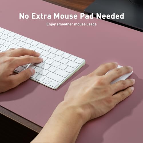 Aothia Faux Leather Desk Mat – Large Mouse Pad, Non-Slip PU Leather Blotter, Waterproof Writing Surface for Office and Home (Dark Pink, 47.2" x 23.6") - Image 4