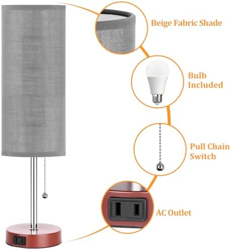 Dott Arts 18" Table Lamp for Bedroom, 3-Color Bedside Lamps with Pull Chain - Image 4