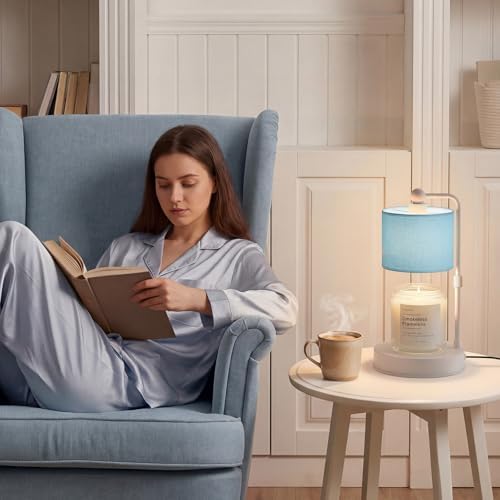 Candle Warmer Lamp with Timer, Dimmable Candle Wax Warmer, Height Adjustable Electric Candle Lamp Warmer with 2 Bulbs, Gifts Idea for Women Her, Mom, Vintage Home Decor for Bedroom-Blue - Image 7
