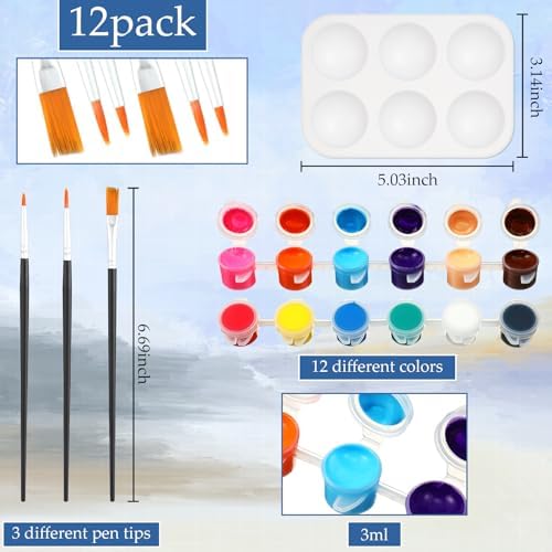 Ctosree 12 Pack Paint and Sip Kit Pre Drawn Canvas, Summer Sunset, 10x8'' - Image 4