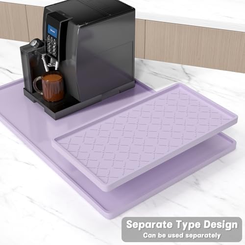 Rnivvi Silicone Coffee Mat, 16" x 24" Waterproof Raised Edge Coffee Bar Mats for Espresso Machine Station Accessories, Heat Resistant Detachable Dish Drying Pad for Kitchen Counter, Dish Rack, Purple - Image 3