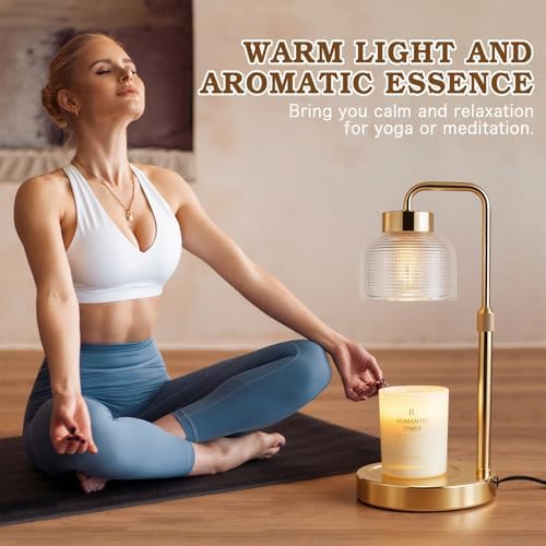 Funistree Candle Warmer Lamp with Timer Dimmer, Adjustable Height Christmas Birthday Gifts for Women Mom, Modern Gold Candle Warmer, Vintage Home Decor for Scented Jar with 2 Bulbs - Image 7
