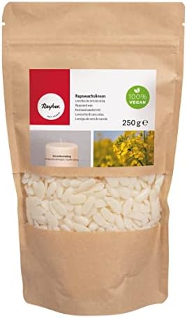 Rayher Rapeseed Wax Lentils, Bag 250g, Made of Hardened Rapeseed Oil, Practical Lens Shape, Wax Granules, for Pouring Candles, Unscented by Rayher