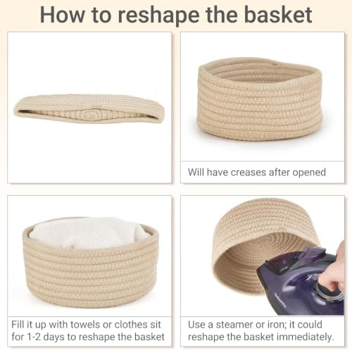 Dahey Set of 4 Mini Woven Baskets, Small Gift Baskets for Organizing, Beige - Image 4
