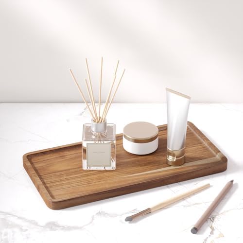 VERTORGAN 2 Pack Acacia Wood Serving Tray,11.8x5.9 Inch Trays,Home Decor - Image 2