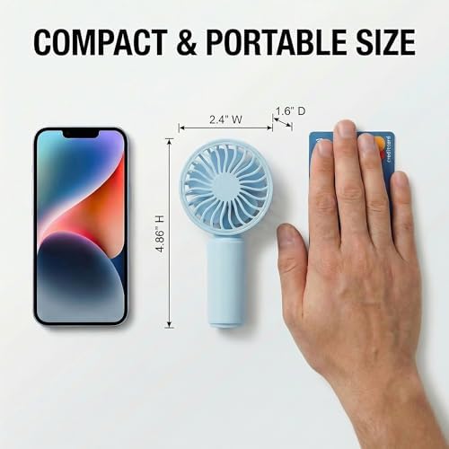 VanSmaGo 4 Pack Mini Handheld Fan, USB Rechargeable Portable Fan with 3 Speeds, Small Pocket Personal Fan for Travel, Theme Park, Summer Holiday Essentials, Commute and Outdoors - Image 5